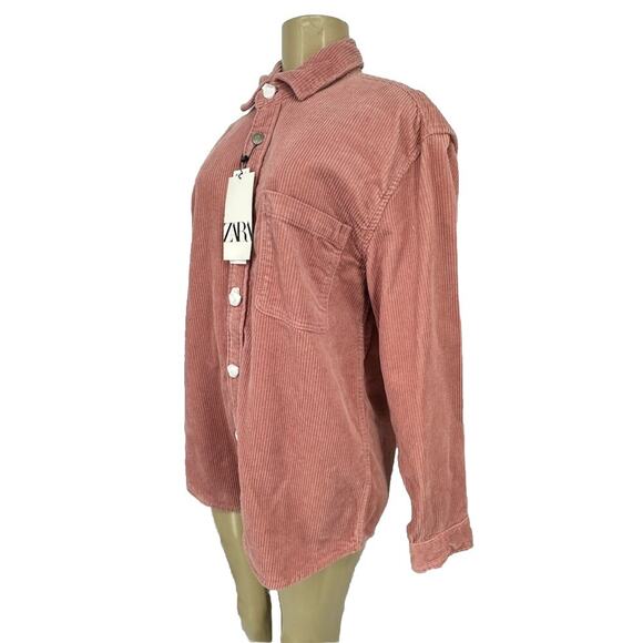 NEW ZARA Medium Women Ribbed Corduroy Shakert Jacket Overshirt Relaxed K3-1 - Picture 2 of 7